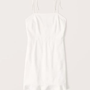 Abercrombie & Fitch Tie-Strap Ruffle Hem Mini Dress White Small